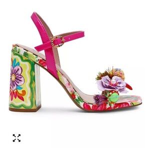 Betsey Johnson Pink Floral Block Heel Sandals